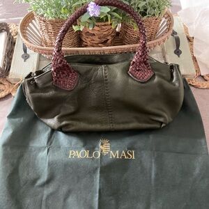 Paolo Masi Olive Green Leather Shoulder Bag